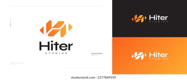 Modern and Geometric Letter H Logo Design with Orange Gradient Style. Suitable for Business and Technology Company Logo