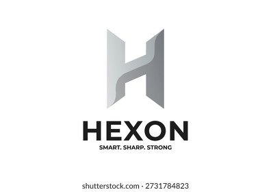 Modern Geometric Letter H Logo Design with Metallic Gradient for Engineering and Corporate Identity