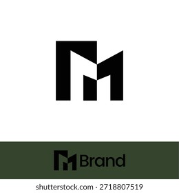 Logotipo geométrico moderno del monograma de la letra M con dos fondos.