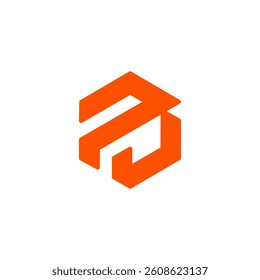 Modern Geometric Letter P and J Logo