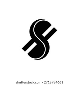 Letra geométrica moderna SH Monograma logotipo, minimalista Bold Branding Icon Vetor.