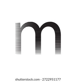 Diseño geométrico moderno del logotipo de la letra m Pequeña con los patrones de línea Horizontal para la puesta en marcha de la tecnología o el Vector de la identidad corporativa de la marca digital