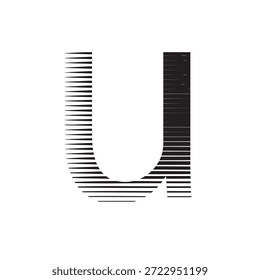 Diseño geométrico moderno del logotipo de la letra u Pequeña con los patrones de línea Horizontal para la puesta en marcha de la tecnología o el Vector de la identidad corporativa de la marca digital