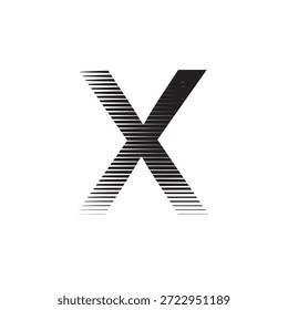 Design moderno do logotipo da letra geométrica pequeno x com padrões de linha horizontal para início tecnológico ou marca digital vetor de identidade corporativa