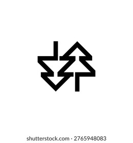 Modern Geometric Letter Z Monogram Logo with Minimalist Twin Pine Trees. Letter Z Two Pine Trees Monogram