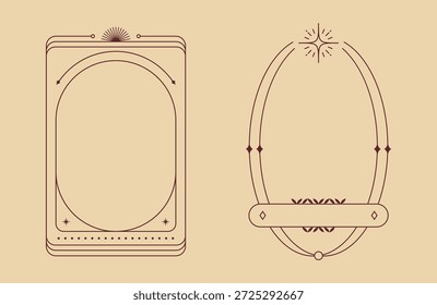 Modern Geometric Line Border Duo. Pair of modern minimalist geometric frames with clean lines and celestial motifs