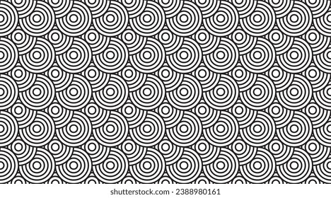 Modern geometric line circle abstract background seamless pattern vector illustration