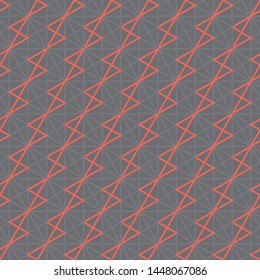 La cuadrícula de líneas geométricas modernas es perfecta. Cuadrícula conceptual en malla y colores rosa coral. Motivos repetibles para el diseño de tela, textil, envoltura, superficie, web e impresión. 