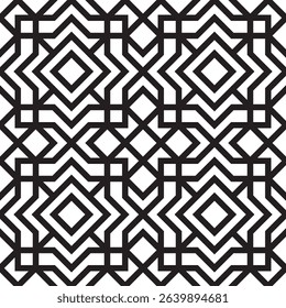 Modern Geometric Line Interlocking Square Rhombus Shape Seamless Pattern Background