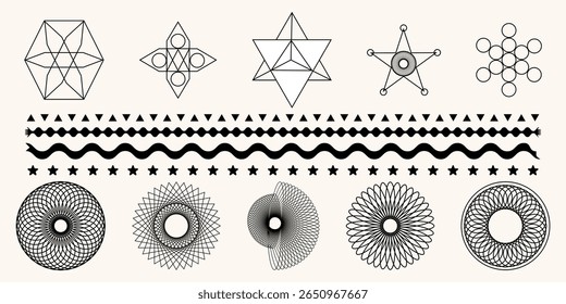 Modern Geometric and Linear Abstract Elements for Wall Art and Decor