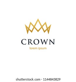 Modern geometric linear crown logo. Luxury symbol. Minimal design.