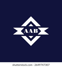 Modern Geometric Logo with AAB Text on Dark Blue Background
