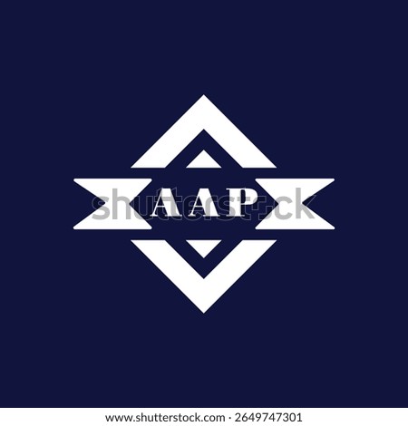 Modern Geometric Logo with AAP Text on Dark Blue Background
