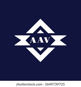 Modernes geometrisches Logo mit AAV-Text auf dunkelblauem Hintergrund