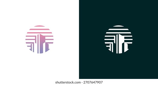Logotipo geométrico moderno con diseño circular y edificio Abstractas