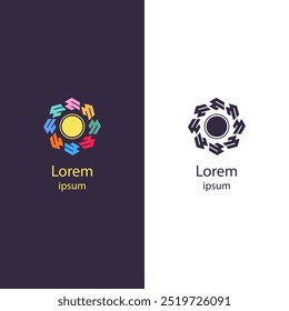 Modern geometric logo with colorful intertwined shapes forming a circular design, perfect for branding and creative businesses.