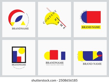 Modern Geometric Logo Designs with Bold Colors and Abstract Shapes for Branding and Corporate Identity