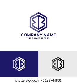 A modern, geometric logo features two mirrored and connected "B" letters within a hexagon shape. The use of a blue gradient adds depth and a sense of technology or innovation