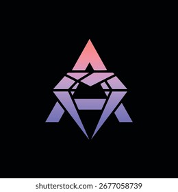 A modern, geometric logo featuring a stylized letter 'A' with a faceted diamond integrated into the design. The logo has a vibrant gradient color from pink to purple.