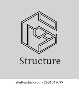 Un logotipo geométrico moderno con una forma estilizada y tridimensional que evoca estabilidad, precisión y movimiento hacia adelante.
