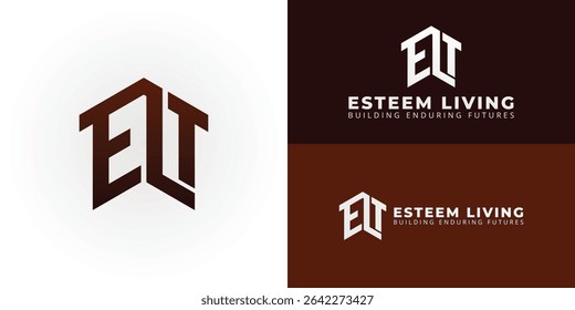 Modern geometric logo for Property Development. Features abstract initials EL forming a subtle house shape, conveying stability, growth, and contemporary design.