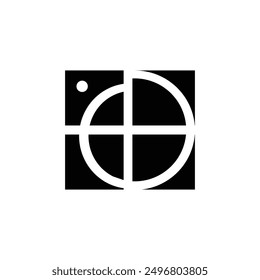 Modern geometric logo with a quartered circle in a square, minimalistic design