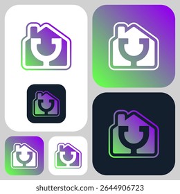 Modern geometric logo that combines a house and a stethoscope. The house symbolizes comfort and care, while the stethoscope cleverly integrated into the house represents health, wellness, and medical.