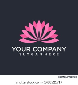 modern geometric lotus blossom flower logo