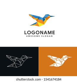 Modern geometric Low poly Bird Logo Icon vector template set