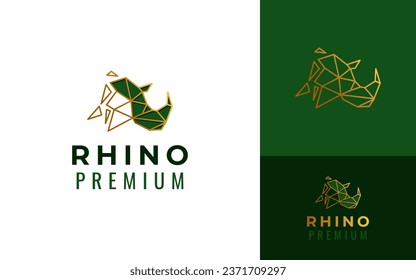 Modern Geometric Low Poly Triangle Rhino Head Logo Design Branding Template