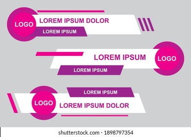 Modern geometric lower third banner template design. Colorful lower thirds set template vector. Vector illustration