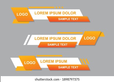 Modern geometric lower third banner template design. Colorful lower thirds set template vector. Vector illustration