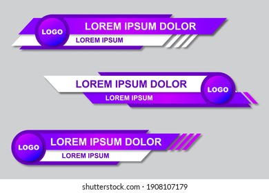 Modern geometric lower third banner template design. Colorful lower thirds set template vector. Vector illustration