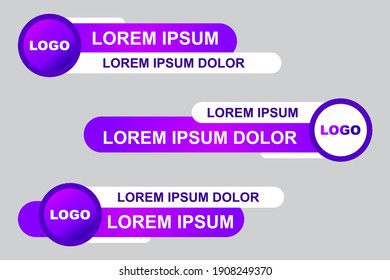 Modern geometric lower third banner template design. Colorful lower thirds set template vector. Vector illustration