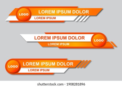 Modern geometric lower third banner template design. Colorful lower thirds set template vector. Vector illustration