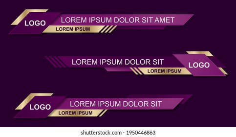 Modern geometric lower third banner template design. Colorful lower thirds set template vector. Vector illustration