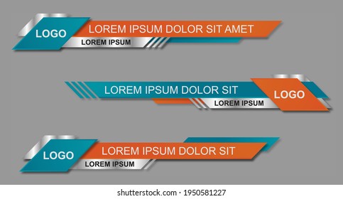 Modern geometric lower third banner template design. Colorful lower thirds set template vector. Vector illustration