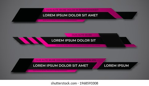 Modern geometric lower third banner template design. Colorful lower thirds set template vector. Vector illustration