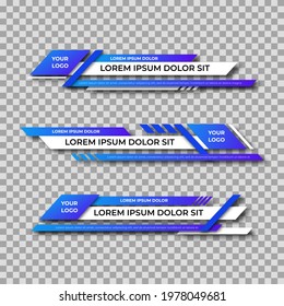 Modern geometric lower third banner template design. Colorful lower thirds set template vector. Vector illustration