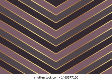 Modern geometric luxury background for business or presentation with golden lines and ash pink, grey, brown stripes.