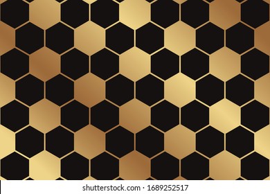 Modern geometric luxury black background for business or presentation or greeting card with golden hexagons.