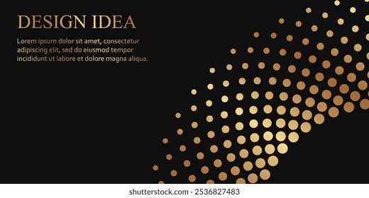 Modern geometric luxury black background or header for business or presentation or greeting card with golden geometric art.