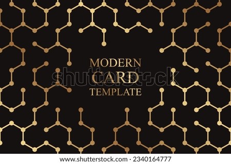 Modern geometric luxury black background for business or presentation or greeting cards with golden honeycombs or hexagons or molecules or technology elements.