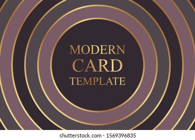 Modern geometric luxury card template for business or presentation or greeting with golden, pink, gray and purple circles.