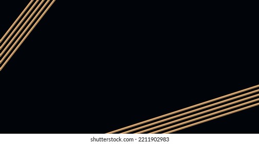 Modern geometric luxury web card template for business or presentation with golden lines on black background - Vector illustration