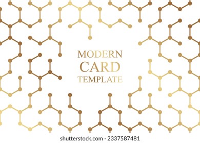 Modern geometric luxury white background for business or presentation or greeting cards with golden honeycombs or hexagons or molecules or technology elements.