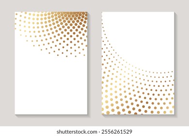 Modern geometric luxury white backgrounds for business or greeting cards with golden geometric half tone art.