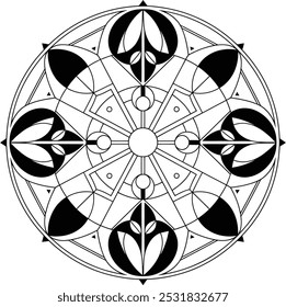 A modern geometric mandala silhouette