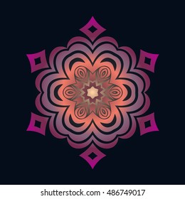 Modern geometric Mandala, tribal ethnic ornament, vector islamic arabic indian pattern.
