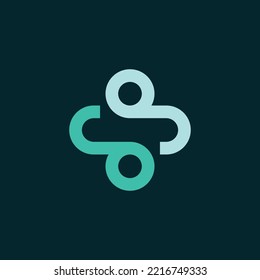 modern and geometric medical logo. 2 people hugging each other